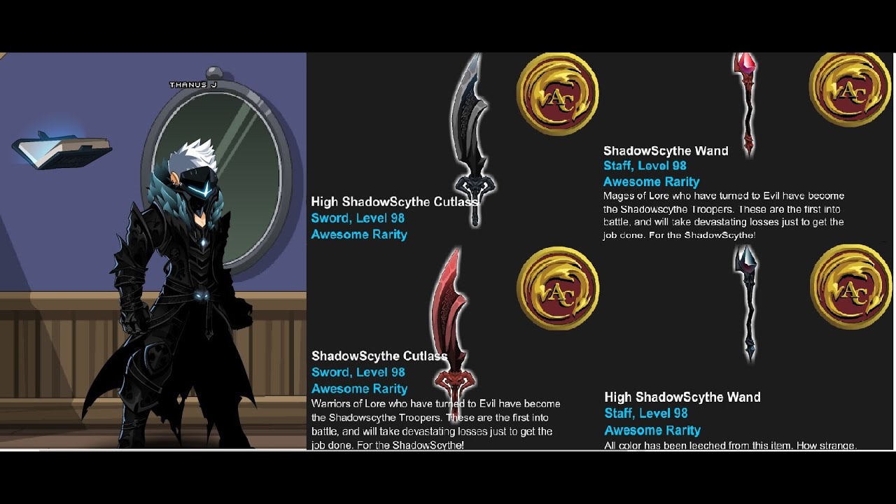 [AQW] New drop Necrodrone Weapons 0 AC Awesome Rarity (/join thorngarde