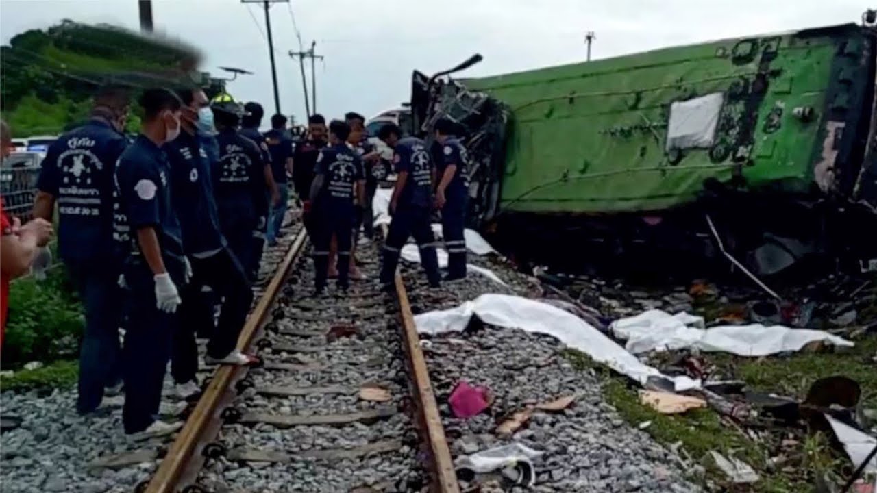 17 dead, over a dozen injured in Thailand bus-train collision