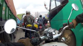 Kathmandu traffic on a Royal Enfield