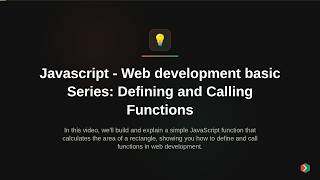 Javascript - Web development basic Series: Defining and Calling Functions