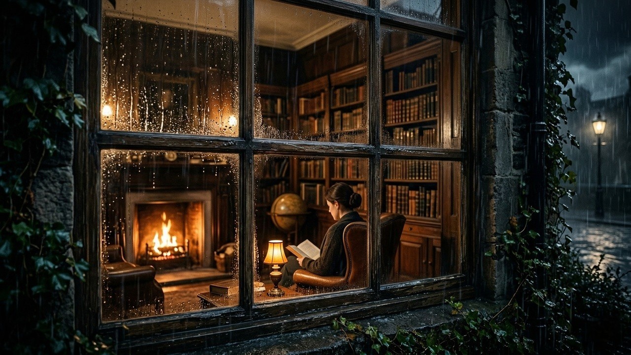 Spring Library Rain Rainy Night in a Victorian Library | Dark Academia Ambience & Rain ...