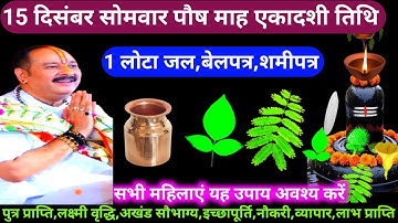 🕉 15 दिसंबर सोमवार पौष माह एकादशी तिथि 1 लोटा जल,बेलपत्र उपाय अवश्य करें 🙏❤#shiv #upay