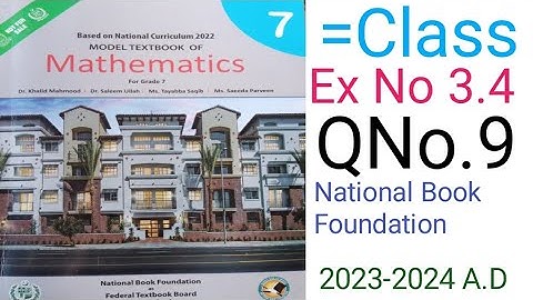 Mathematic Class 7 Exercise 3.4 Question No 9 National Book Foundational