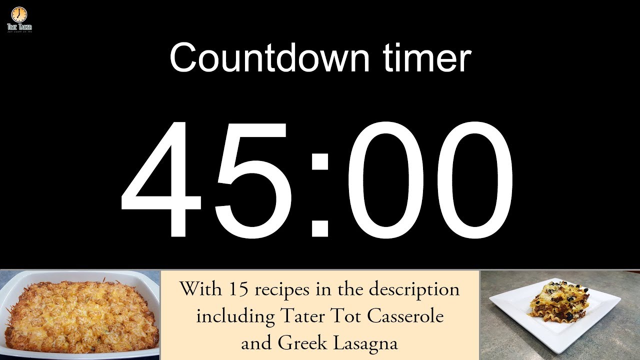 45 minute Countdown timer with alarm (including 15 recipes) louder than life