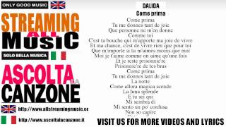 Video thumbnail of "Dalida - Come prima (Lyrics / Testo)"