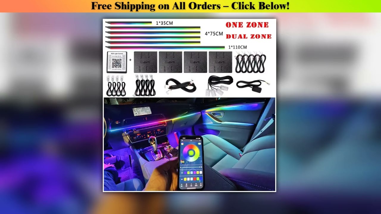 14/18 in 1 Led Acrylic Car Ambient Light RGB 64 213 Color Symphony Acrylic APP Streamer Atmosphere