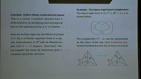 Craig Hodgson (University of Melbourne) / Hyperbolic structures from ideal triangulations