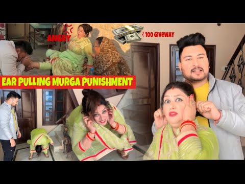 Highly Requested Ear Pulling Prank Murga Punishment Challenge | Angry Wife | Bains Zone Prank |