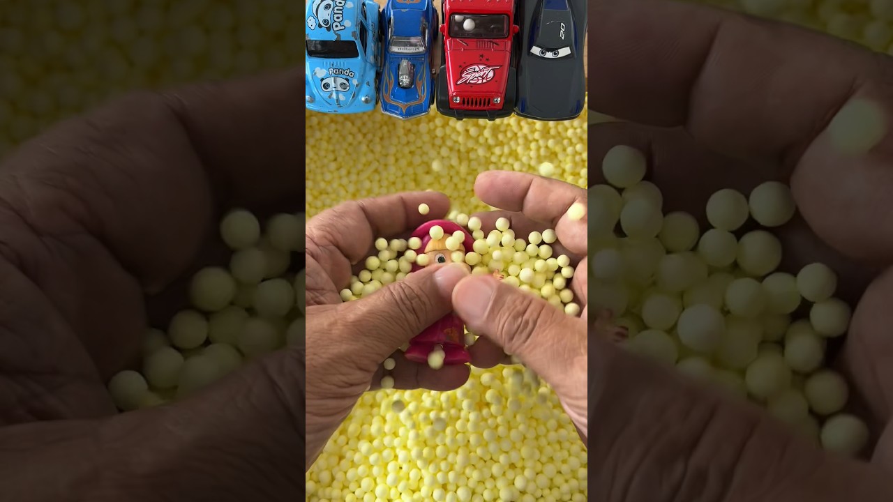 Digging grains to find Beautiful Masha  and adorable toys