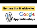 resume tips &amp; advice for google apprenticeships || thewodm