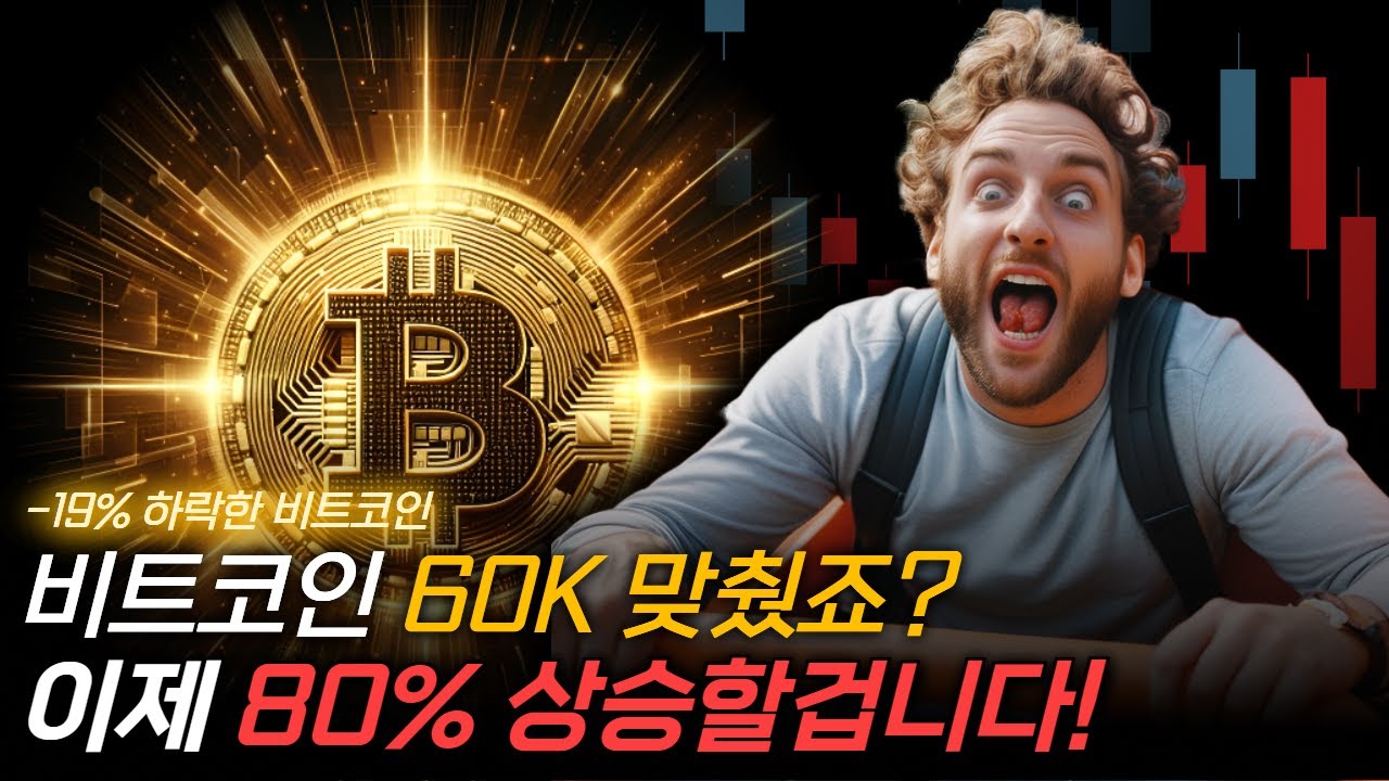 비트코인 전망 -19% 하락한 비트코인 하락한 뒤에 자주 나오는 패턴과 60K 지지로 여기까지 올라갈겁니다 비트코인 60K ...