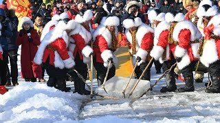 Annual Ice Mining Starts For 36Th Harbin Ice, Snow Festival