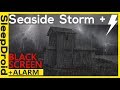 ⏰ Dark Screen Rain. Seaside THUNDERSTORM with Black screen and ALARM. Dark ocean storm sea storm