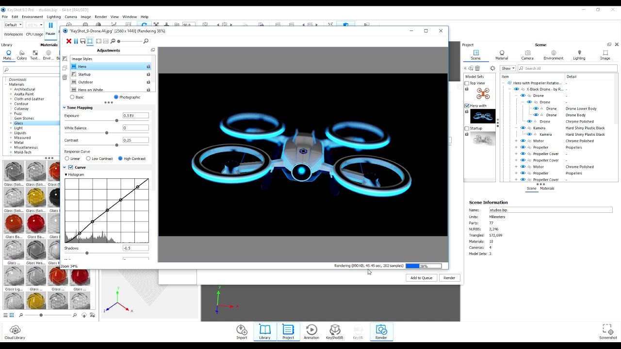 Compere Intel Xeon E5 2696V3 vs RTX 3090 eagle in Keyshot Demo Scene