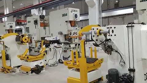 Decoiler straightener feeder 3 in 1 is working with SEYI power press machine in BYD for 5G product