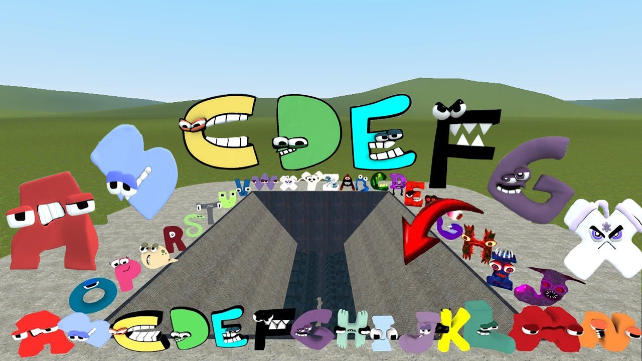 DESTROY ALL 3D ALPHABET LORE FAMILY in GIANT SHREDDER - Garry's Mod