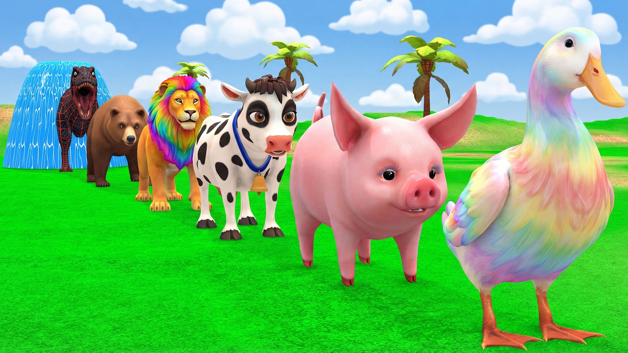 Long Slide Game With Cow Elephant Gorilla Hippopotamus Tiger 3d Animal Game Funny 3d Animals