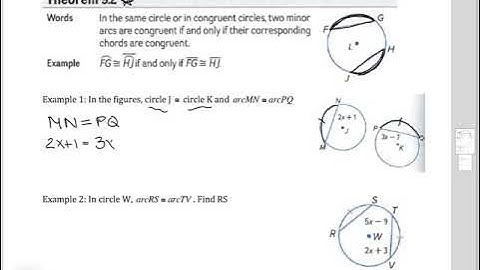 Geometry CP Lesson 9.3 Arcs and Chords Vid #1