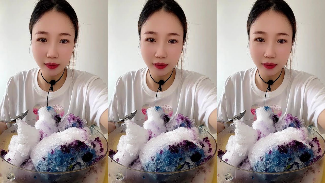 QIAN / ASMR WHITE ICE EAT MUKBANG 