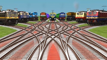 Trains Crossing At Curved Branched Railroad || Daimond Railroad Crossing Forked Tracks 👈