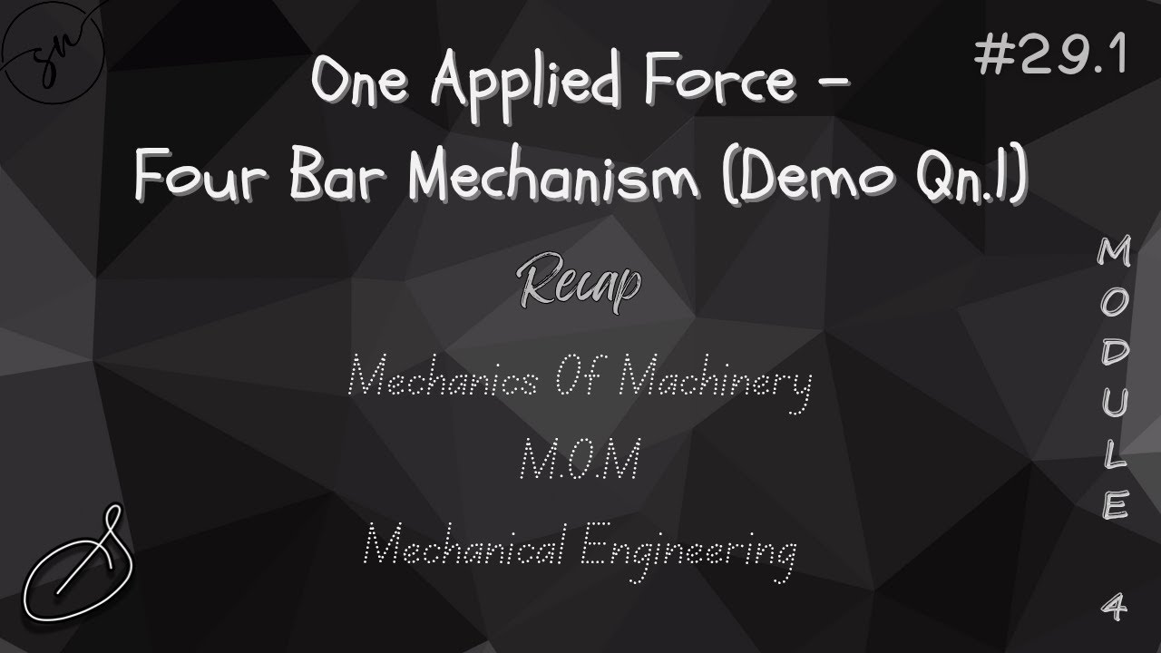 Recap: One Applied Force - Four Bar Mechanism (Demo Qn.1) | Module 4 | MOM | APJAKTU | #29.1