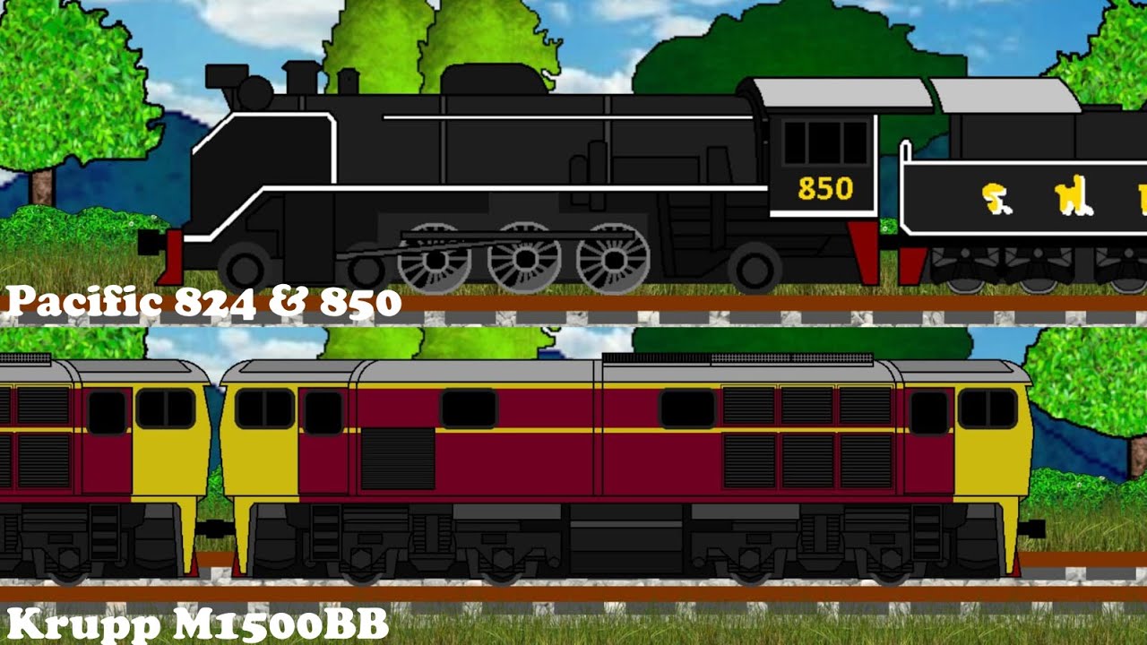 Pacific 824 & 850 and Krupp M1500BB (Train Animation Thailand)