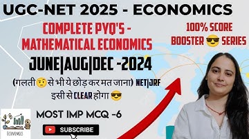 MATHEMATICALECONOMICS-5| JUNE|AUG|DEC-2024UGCNETJUNE 2025  #ugcneteconomics #ugc #hpsc #econometrics