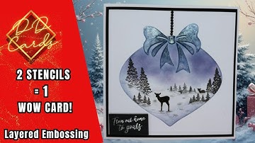 🤩2 Stencils = 1 WOW Card! 🤩Layered Stencil Embossing Winter Scene
