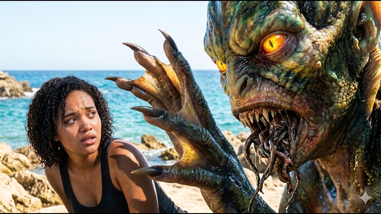 Girl Stranded on Deserted Island Hunted by a Humanoid Sea Monster ...