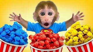 Monkey Bon Bon Learns Colors with Rainbow Popcorn