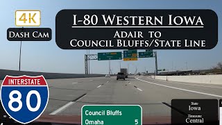 Driving west thru Iowa on I-80 to Council Bluffs in 4K Ultra HD