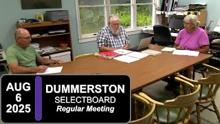 Dummerston Selectboard Mtg 8/6/25