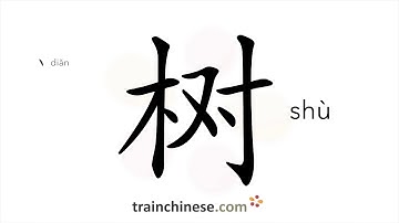 How to write 树 (shù) – tree – stroke order, radical, examples and spoken audio