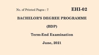 EHI-02  JUNE-2021 QUESTION PAPER IGNOU
