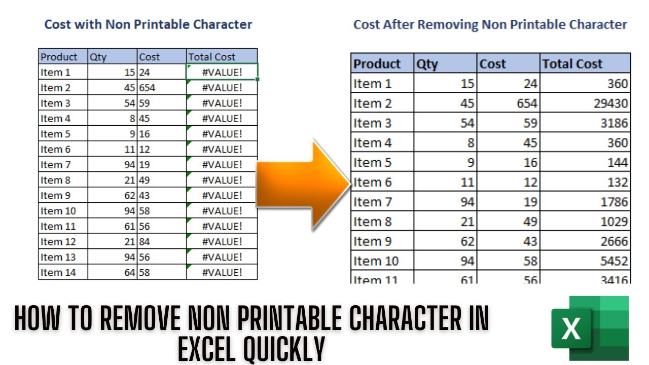 how-to-remove-the-non-printable-characters-quickly-in-excel-youtube