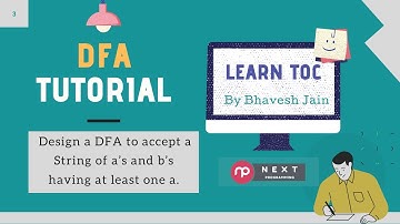 Design a DFA to accept a String of a’s and b’s having at least one a. | DFA Tutorial | DFA