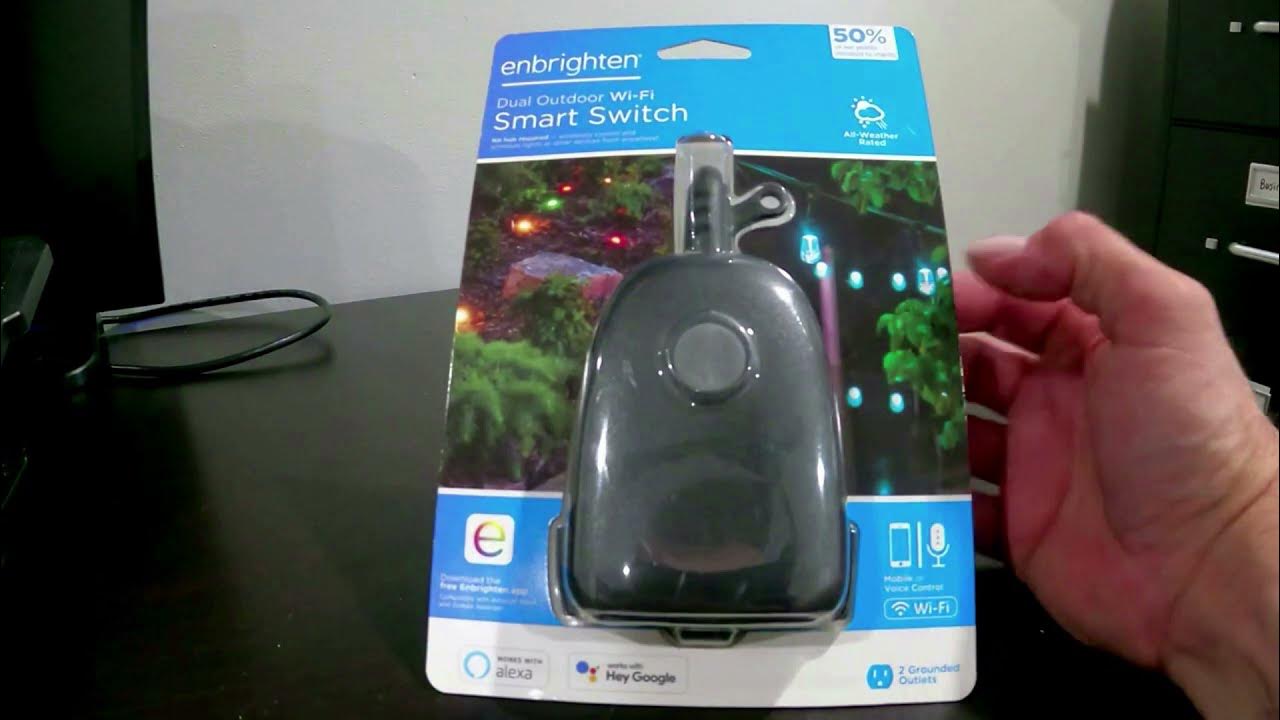 Enbrighten Dual Outdoor Wi-Fi Plug-In Smart Switch 2 Outlet Alexa Hey  Google