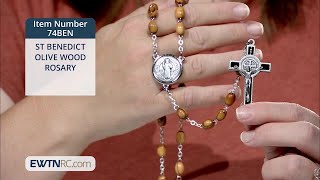 74BEN_ST BENEDICT OLIVE WOOD ROSARY