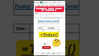 Current Date Show in Excel Formula | Aaj ki Date Automatic Kaise Nikale? #shorts#shortcut #excel#ai