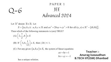 JEE Advanced 2024 Math Paper 1 (Q 6) solution | IIT JEE Maths | #jeeadvanced2024  #projecteducation