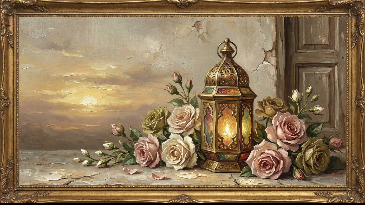 Ramadan & Eid Lantern Oil Painting Screensaver | Islamic Frame TV Art | Cozy Eid & Ramadan Decor
