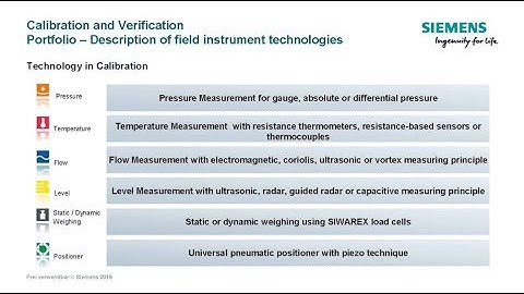 Process Instrument Calibration Services from Siemens