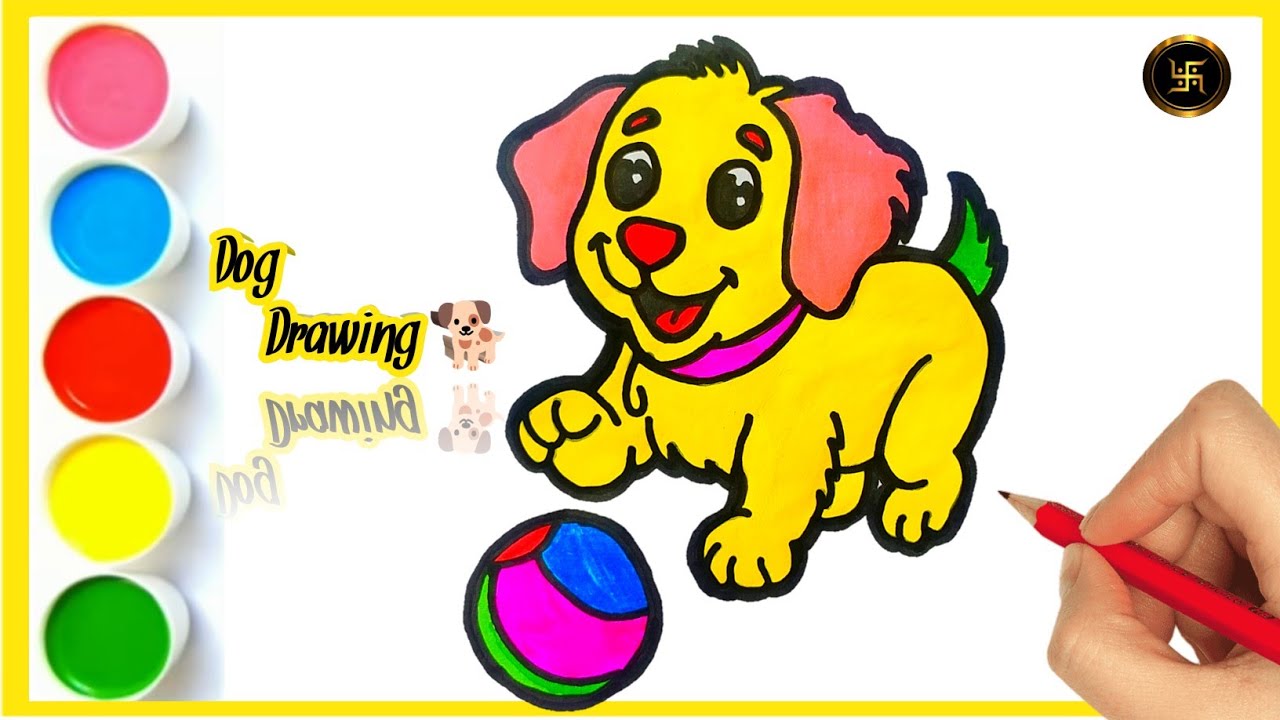 Dog drawing competition/How to draw a puppy (dog)drawing and colouring with a football step by step