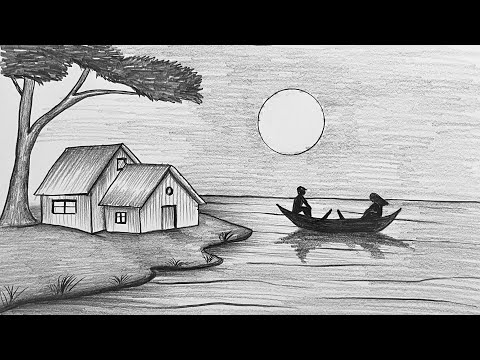 Deniz Manzara Çizimi Adım Adım Nasıl Çizilir - Kolay Karakalem Manzara Çizimleri [Çizim Mektebi]