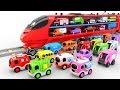 Colors for children with train transporter toy street vehicles
