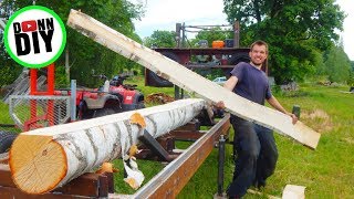 cutting first boards! so happy! - band sawmill build #21