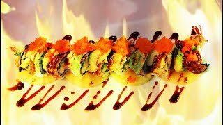 Sushi Rolls ( Fire Dragon Roll ) 创意寿司卷摆拍