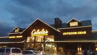 Walking around Cabelas sporting goods.
