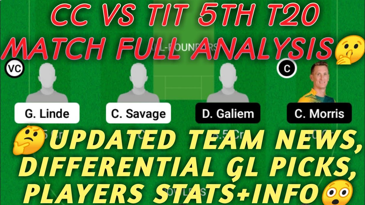 CC vs TIT Dream11 Prediction | CC vs TIT Dream11 Team | CC vs TIT | 5th T20 | CSA T20 Challenge 2021