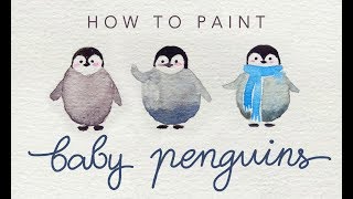 Mini Penguin Doodle Watercolor Tutorial